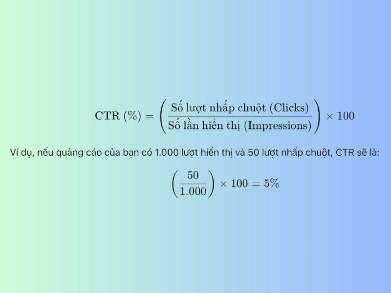 CTR (Click-Through Rate), được sử dụng để đo lường tỷ lệ người dùng nhấp chuột vào quảng cáo hoặc đường dẫn so với tổng số lần hiển thị